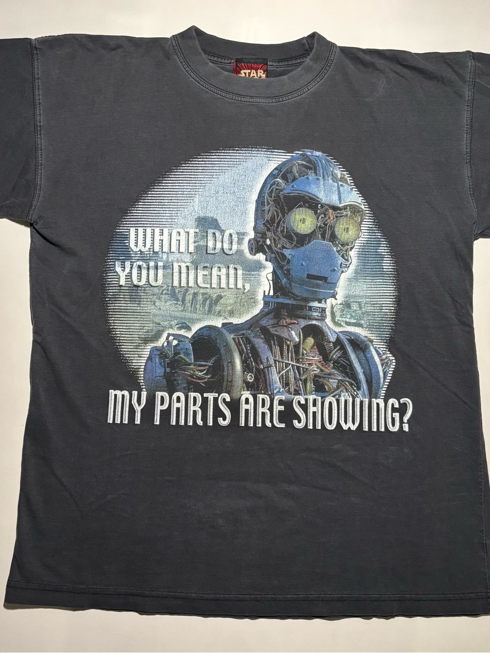 Vintage 1999 Star Wars Episode 1 C-3PO Graphic T-Shirt / Movie Promo Print faded